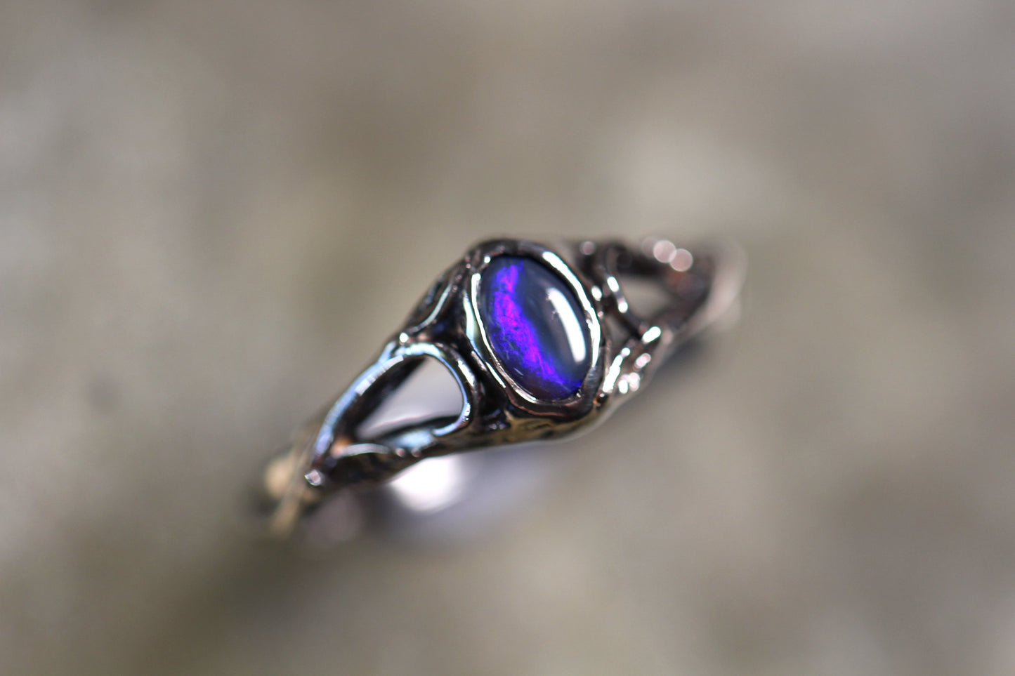 Lightning Ridge Opal and Sterling Silver Ring