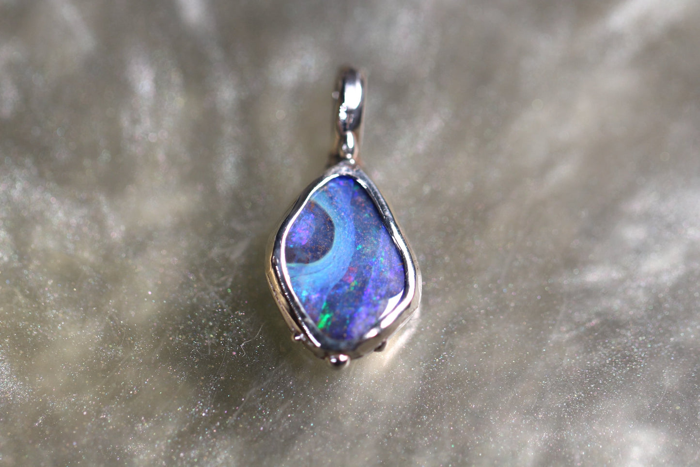 Boulder Opal and Sterling Silver Pendant