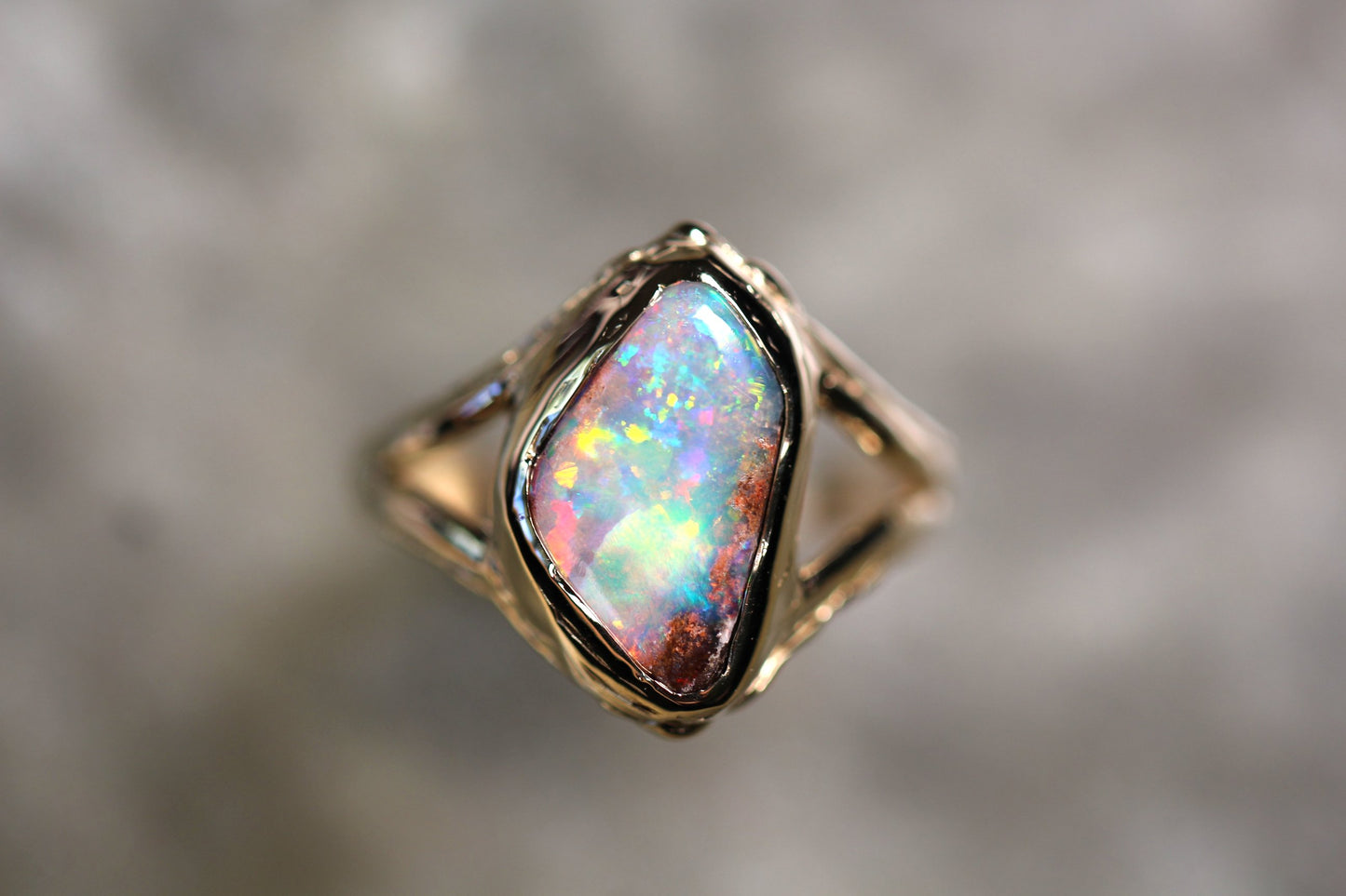 Boulder Opal and Solid 9ct Yellow Gold Ring