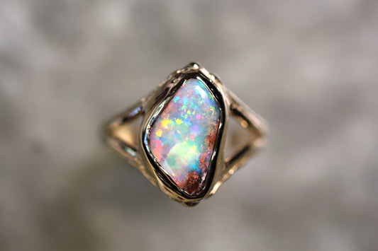 Boulder Opal and Solid 9ct Yellow Gold Ring