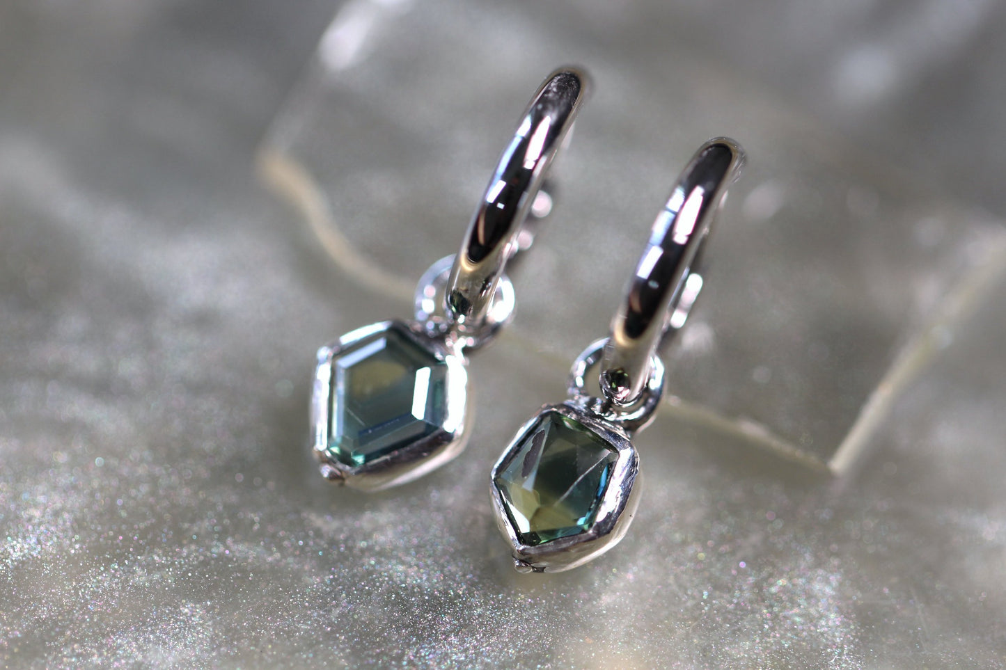 Australian Parti Sapphire and Sterling Silver Earrings