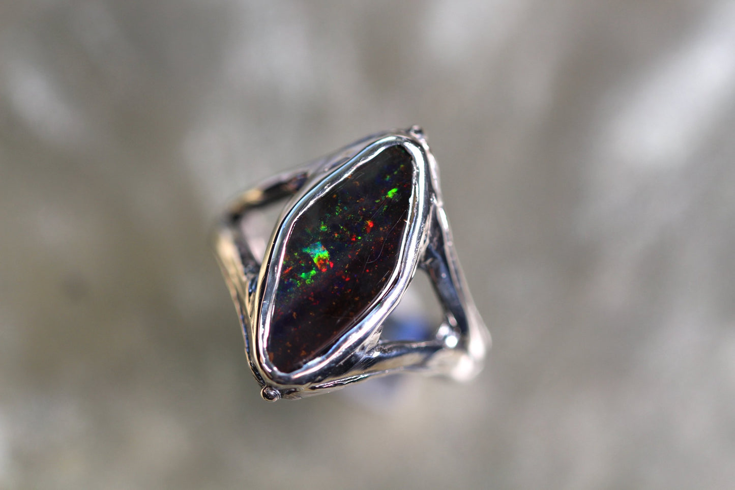 Boulder Opal and Sterling Silver Ring