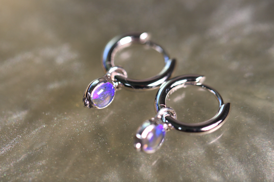 Lightning Ridge Opal and Sterling Silver Earrings