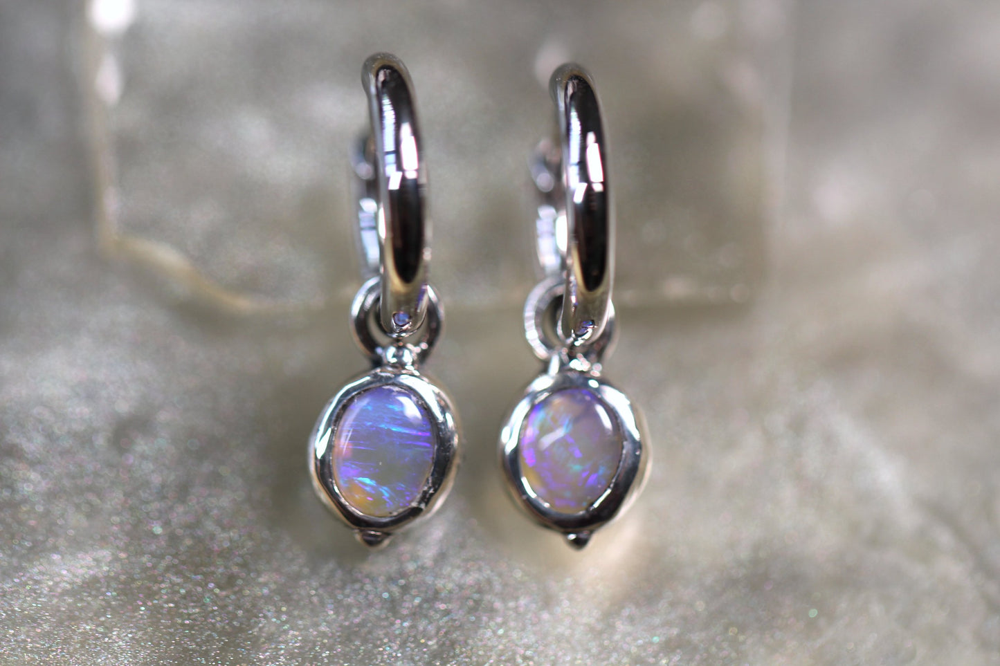 Lightning Ridge Opal and Sterling Silver Earrings