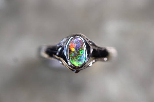 Boulder Opal and Sterling Silver Ring