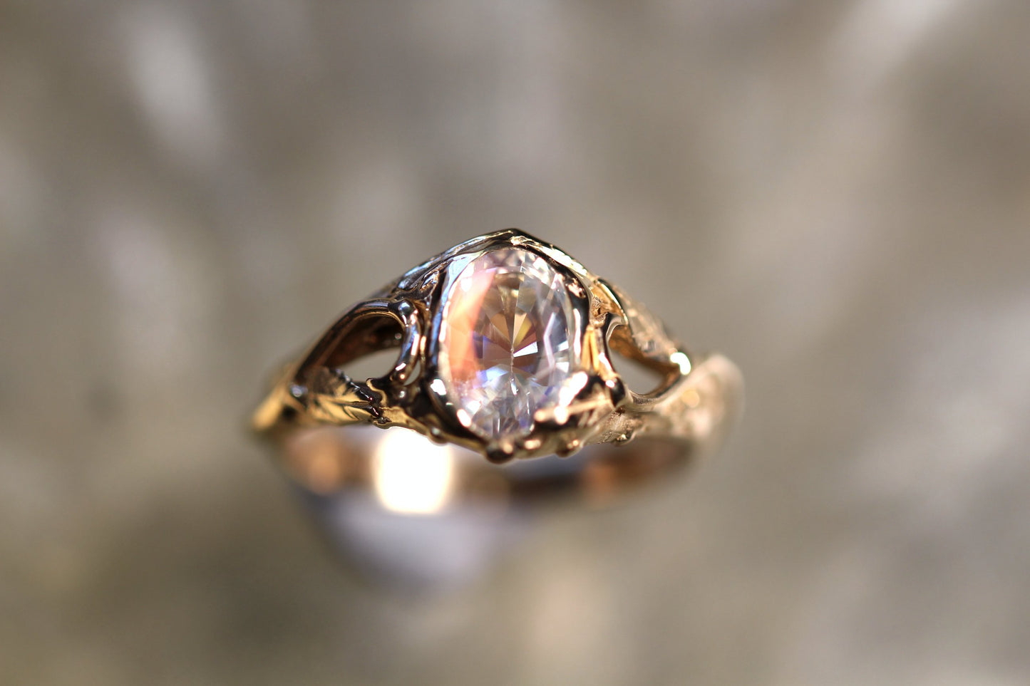 Moonstone and Solid 9ct Yellow Gold Ring