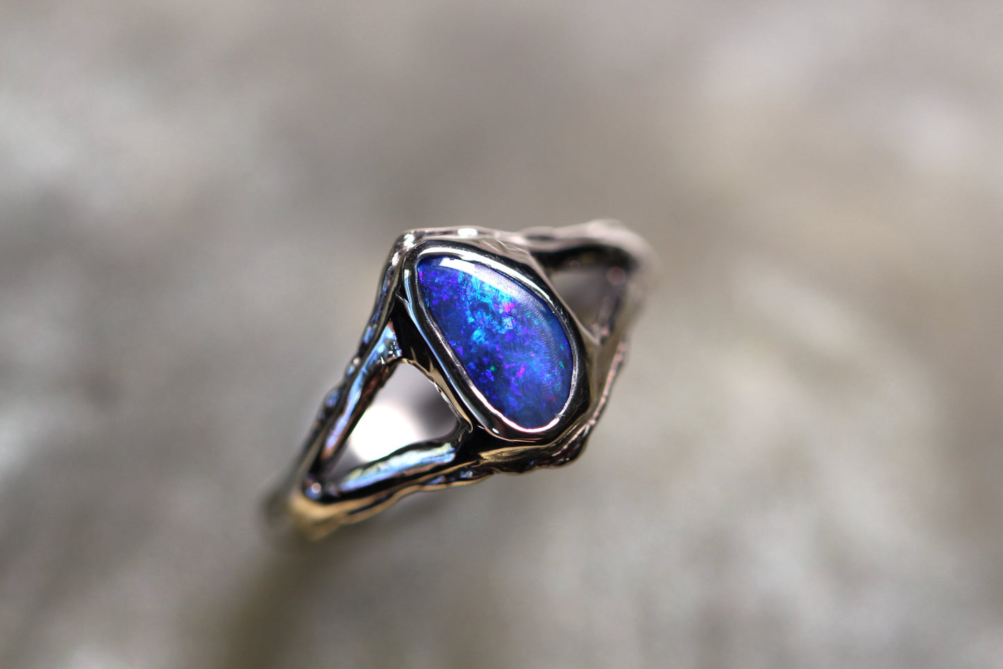 Boulder Opal and Sterling Silver Ring