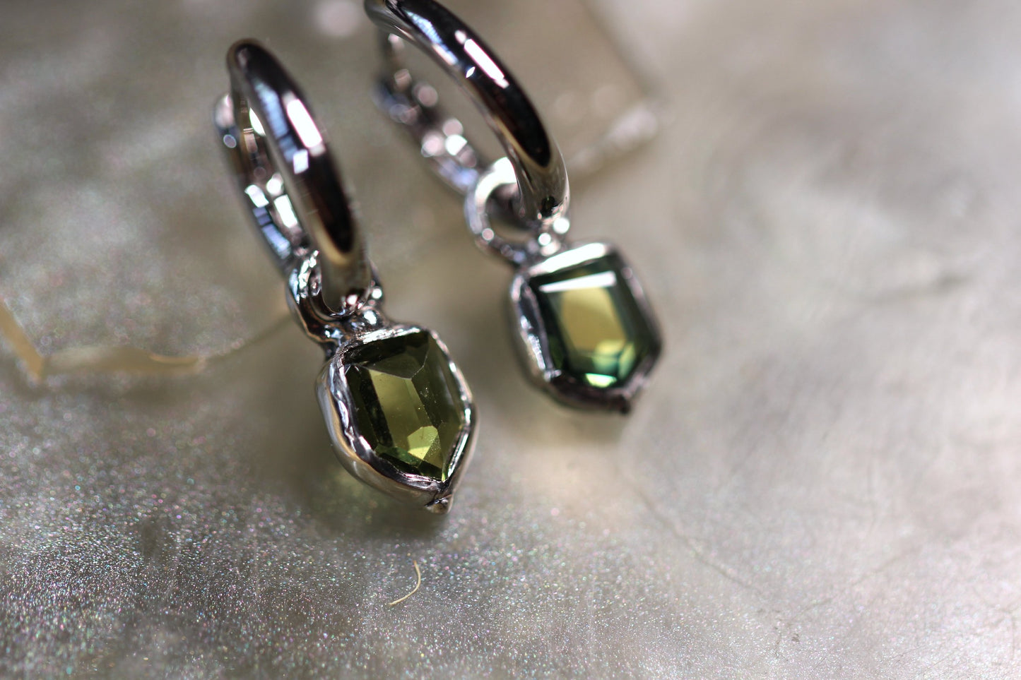 Australian Parti Sapphire and Sterling Silver Earrings