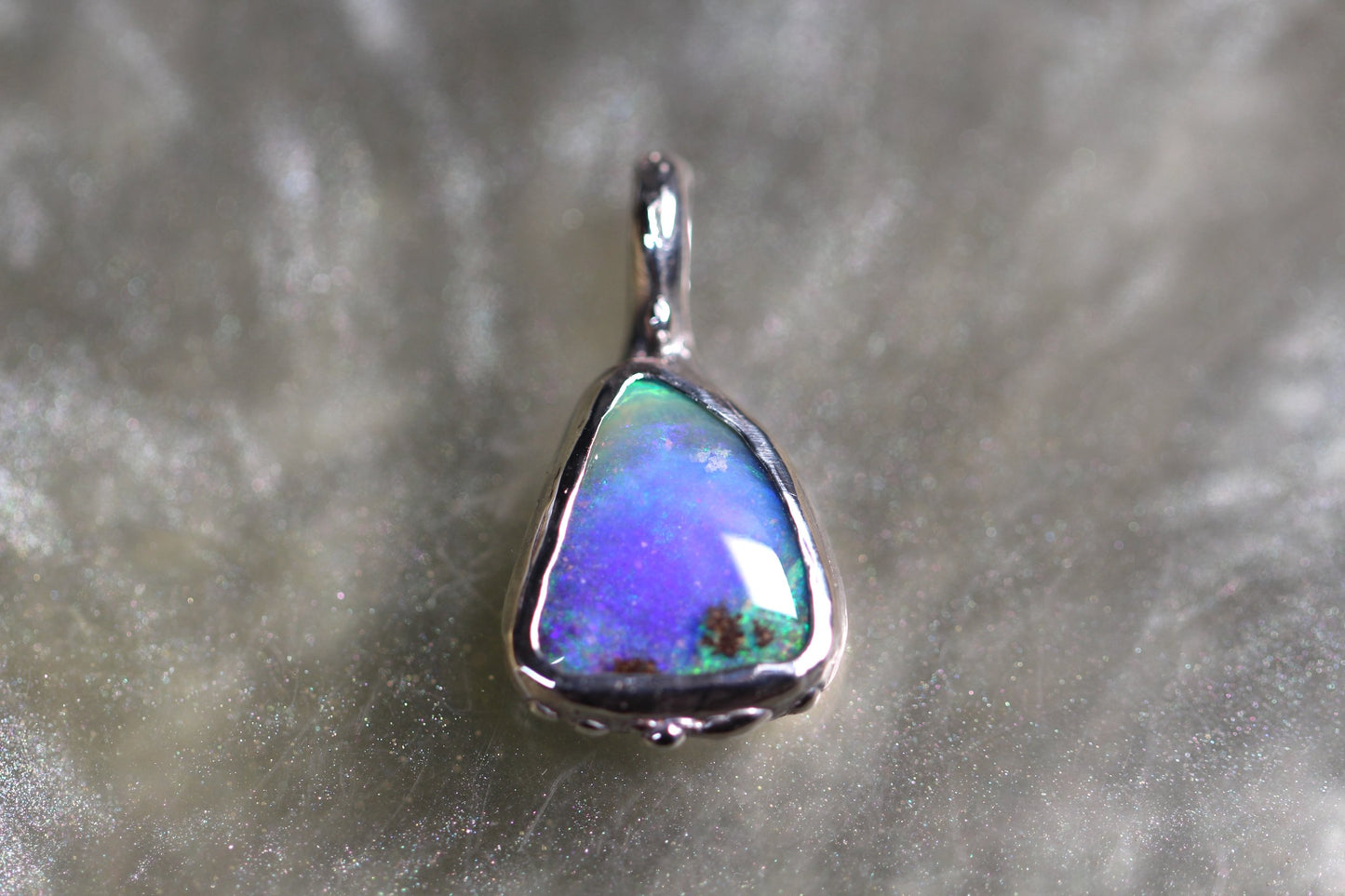Boulder Opal and Sterling Silver Pendant
