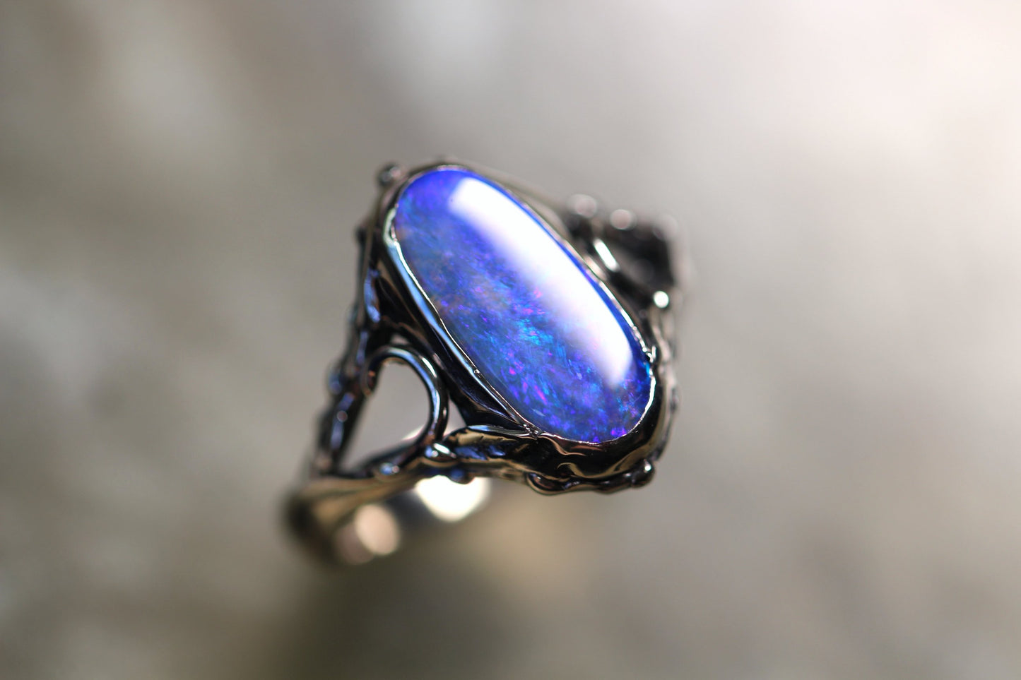 Boulder Opal and Sterling Silver Ring