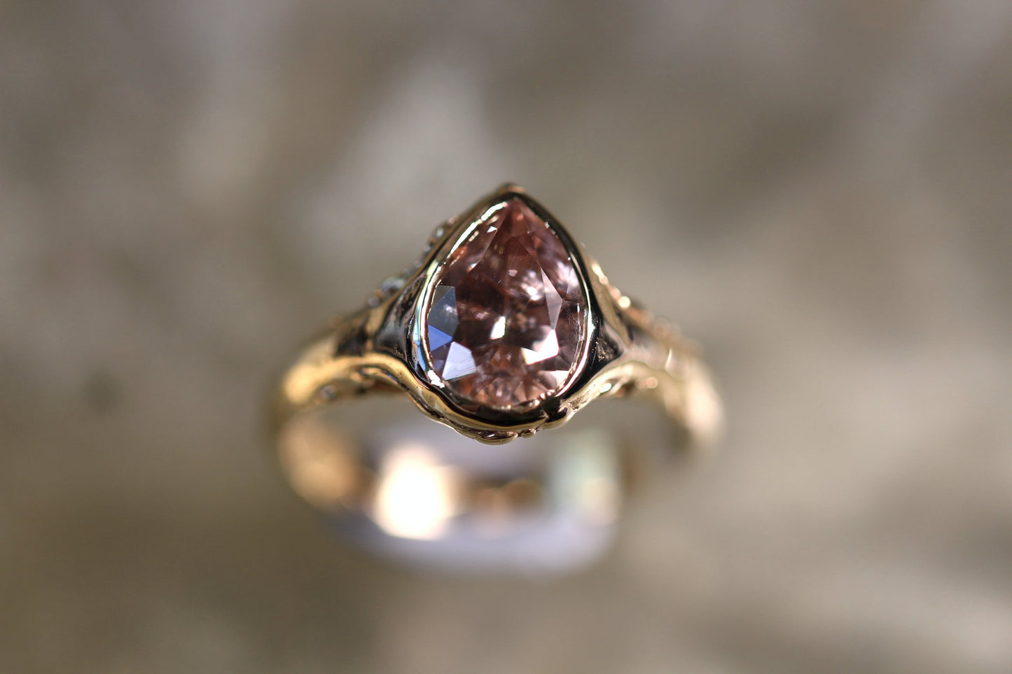 Australian Harts Range Zircon and Solid 9ct Yellow Gold Ring