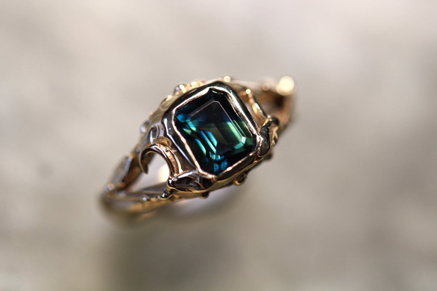 2ct Australian Parti Sapphire and Solid 9ct Yellow Gold Ring
