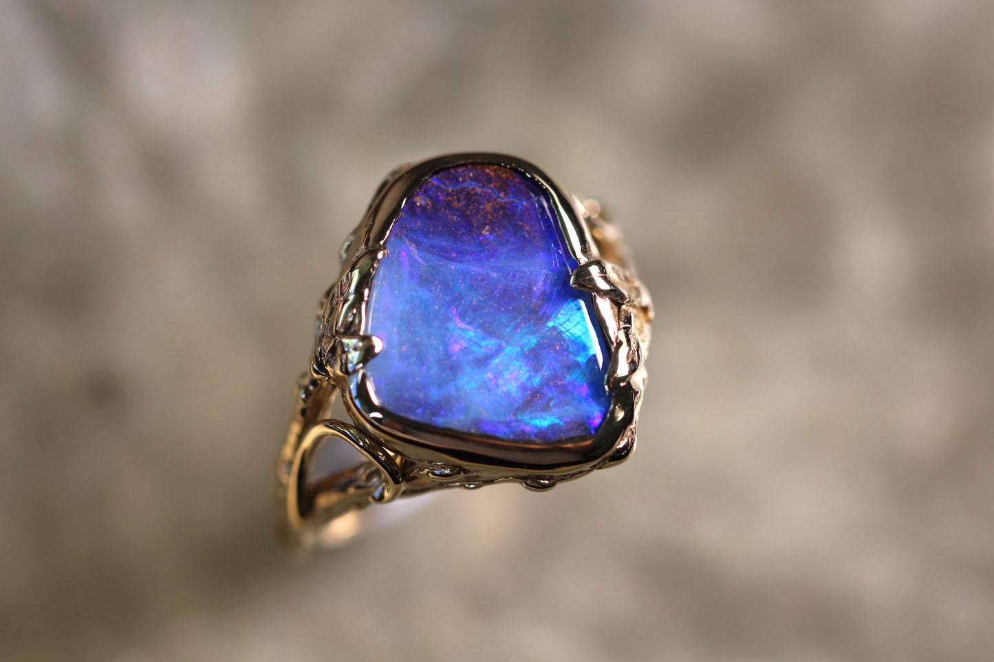 Boulder Opal and Solid 9ct Yellow Gold Ring