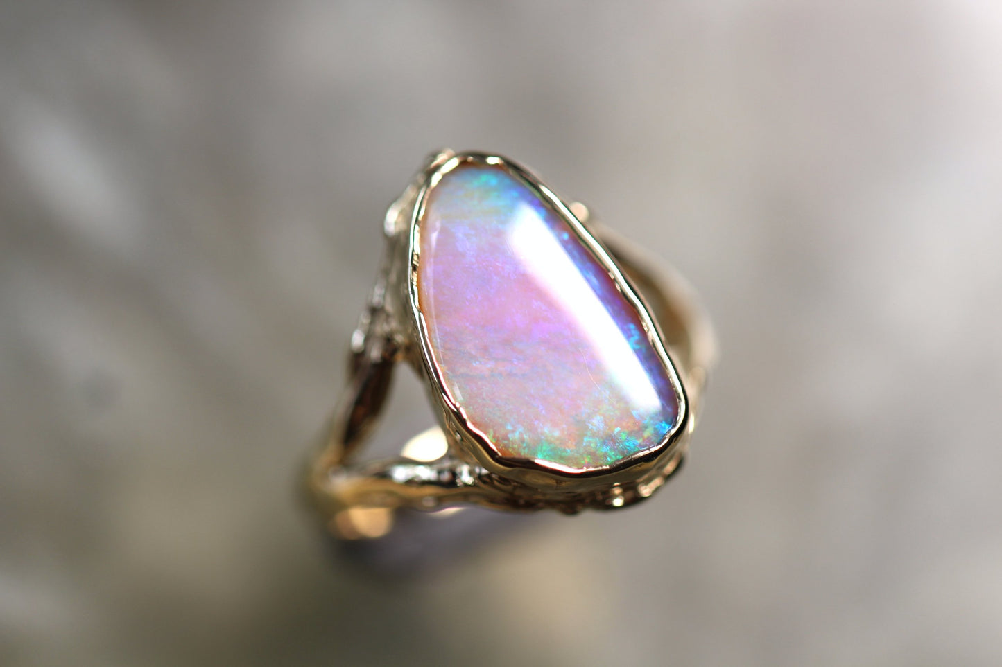 Pipe Opal and Solid 9ct Yellow Gold Ring