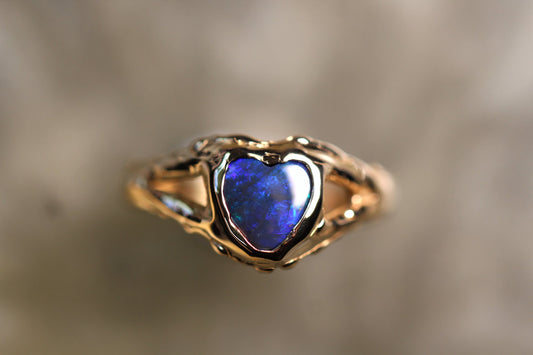 Lightning Ridge Opal and Solid 9ct Yellow Gold Ring