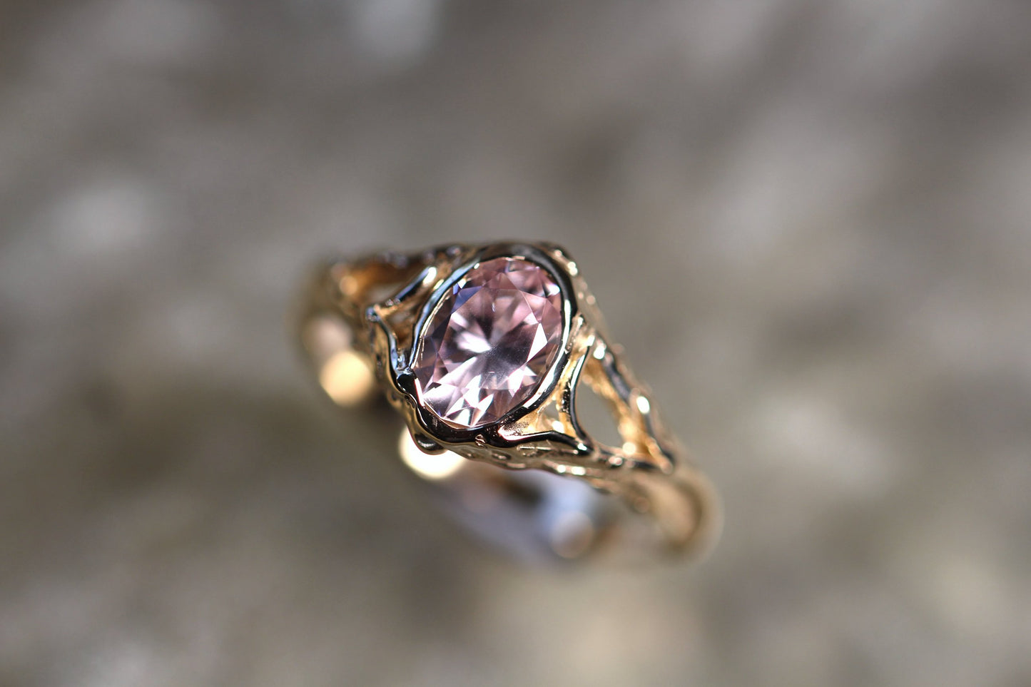 Australian Harts Range Zircon and Solid 9ct Yellow Gold Ring
