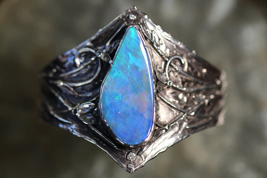 Boulder Opal and Sterling Silver Cuff