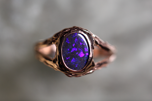 Boulder Opal and Solid 9ct Rose Gold Ring