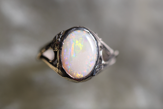 Coober Pedy Opal and Sterling Silver Ring