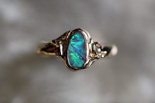 Boulder Opal and Solid 9ct Yellow Gold Ring