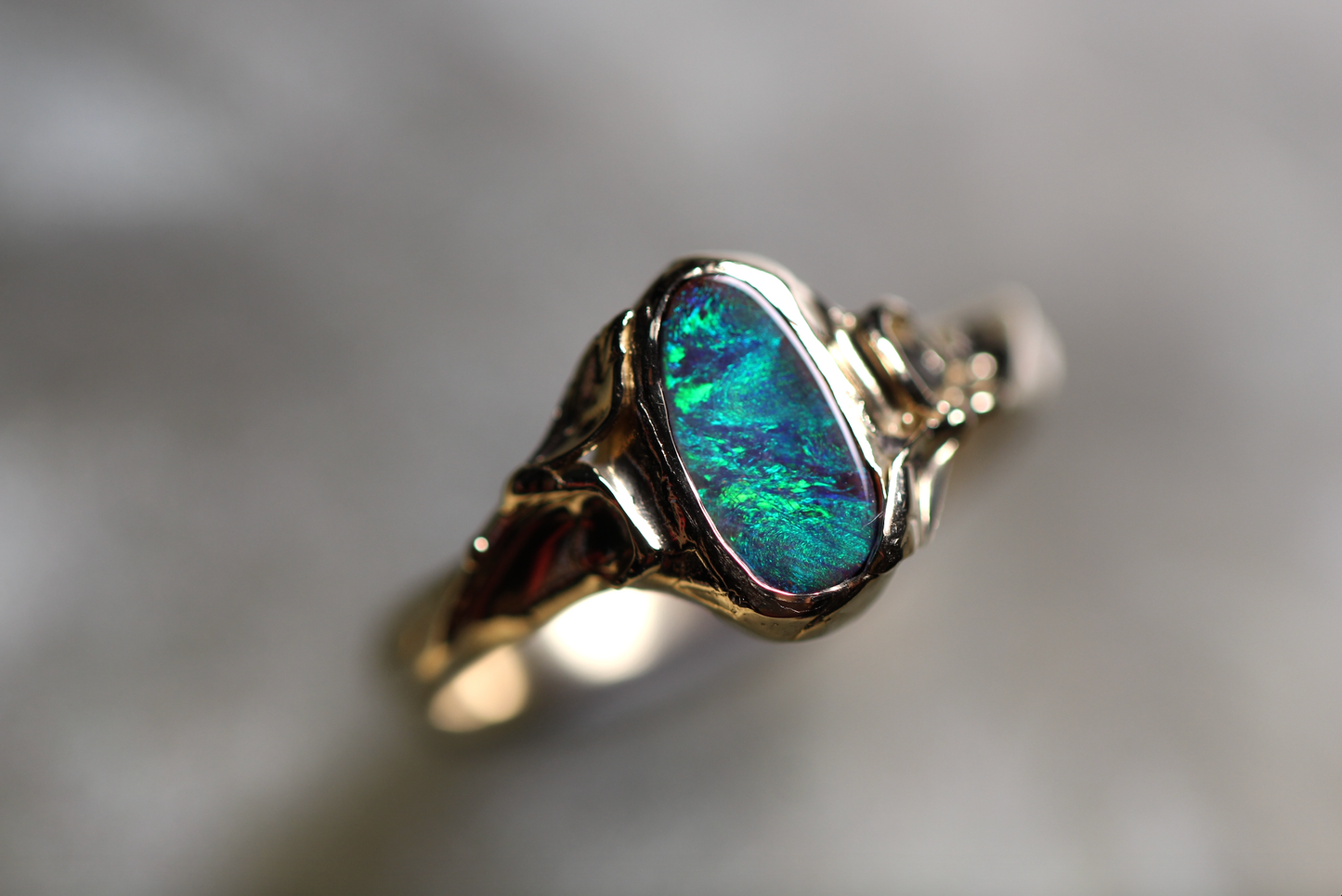 Boulder Opal and Solid 9ct Yellow Gold Ring