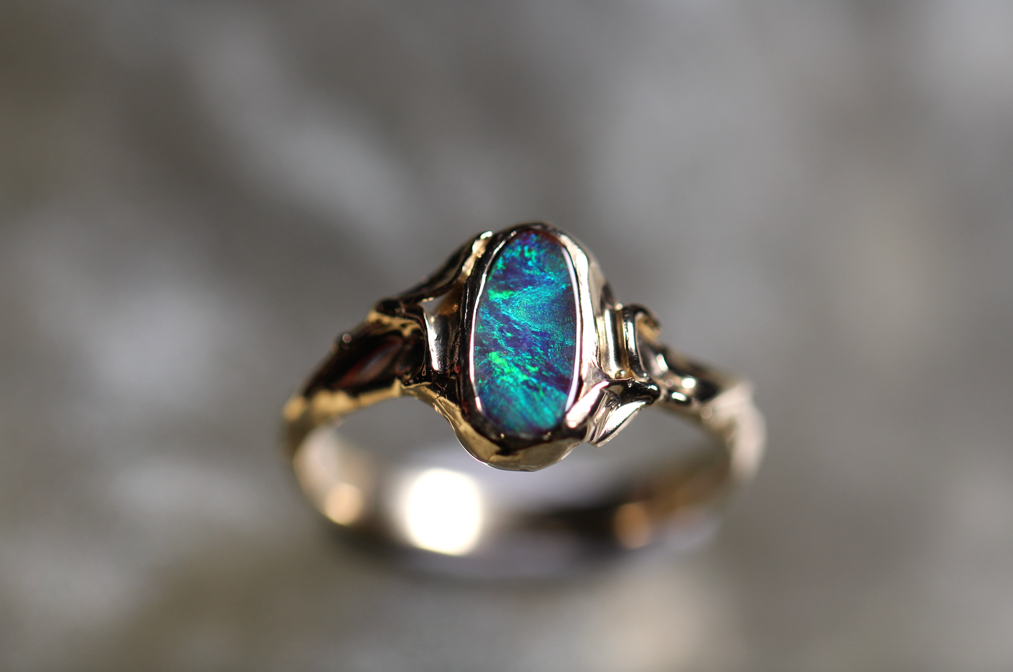 Boulder Opal and Solid 9ct Yellow Gold Ring