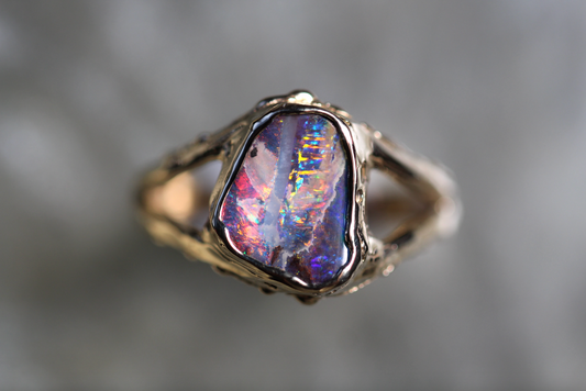 Boulder Opal and Solid 9ct Yellow Gold Ring