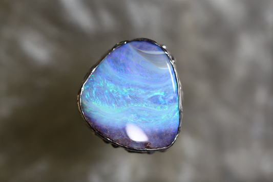 Boulder Opal and Sterling Silver Ring