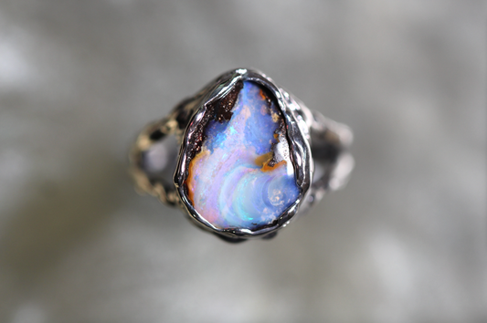Boulder Opal and Sterling Silver Ring