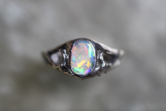 Lightning Ridge Opal and Sterling Silver Ring