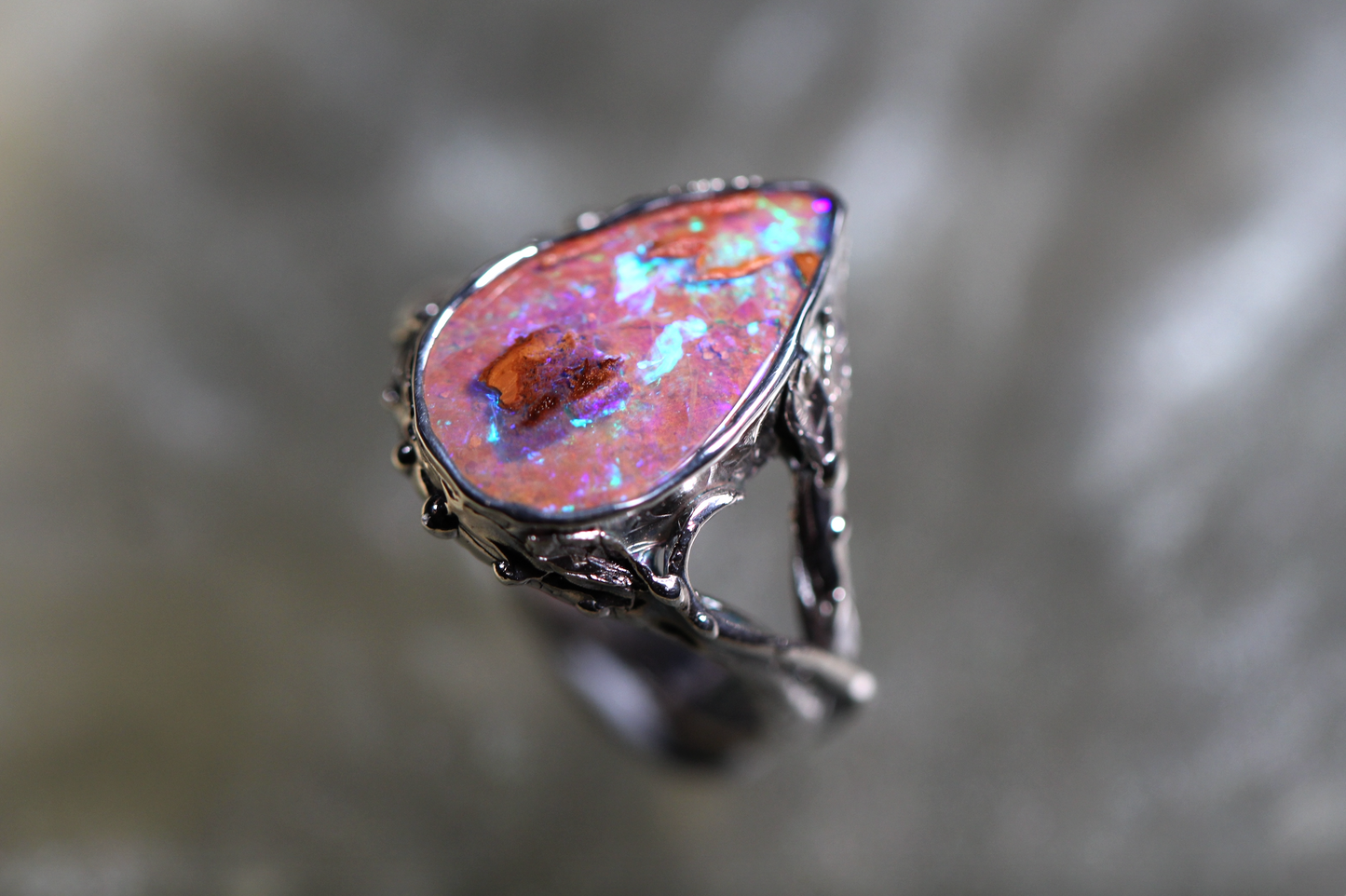 Pipe Opal and Sterling Silver Ring