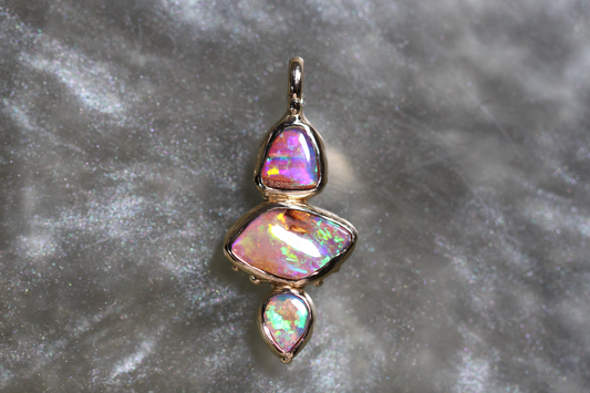 Pipe Opal and Solid 9ct Yellow Gold Pendant