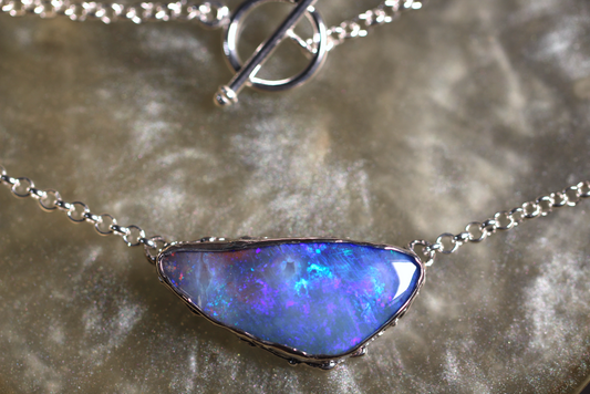 Boulder Opal and Sterling Silver Necklace