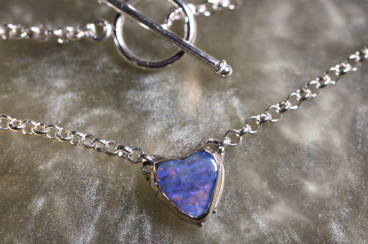 Boulder Opal and Sterling Silver Necklace