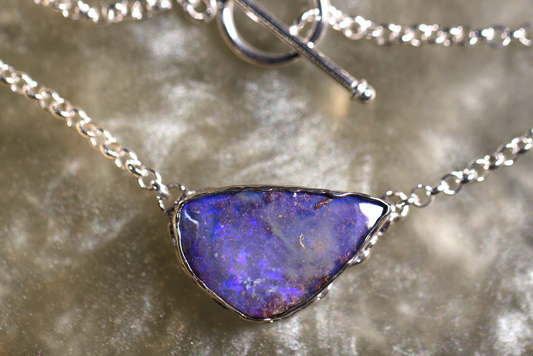 Boulder Opal and Sterling Silver Necklace