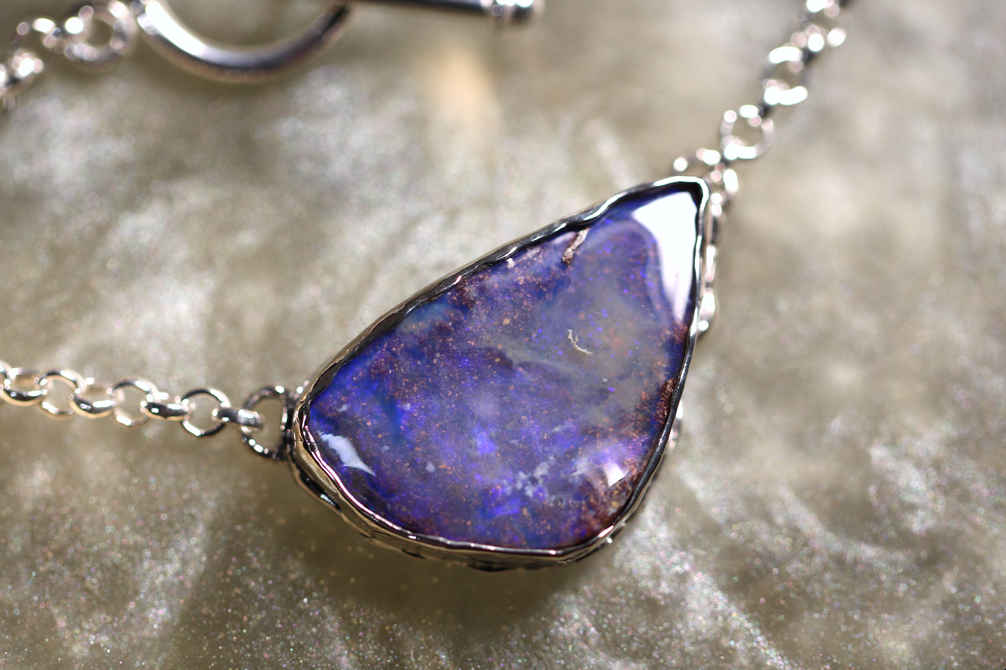 Boulder Opal and Sterling Silver Necklace
