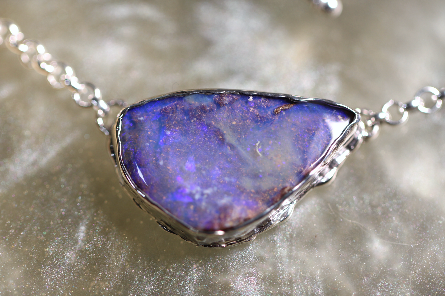 Boulder Opal and Sterling Silver Necklace