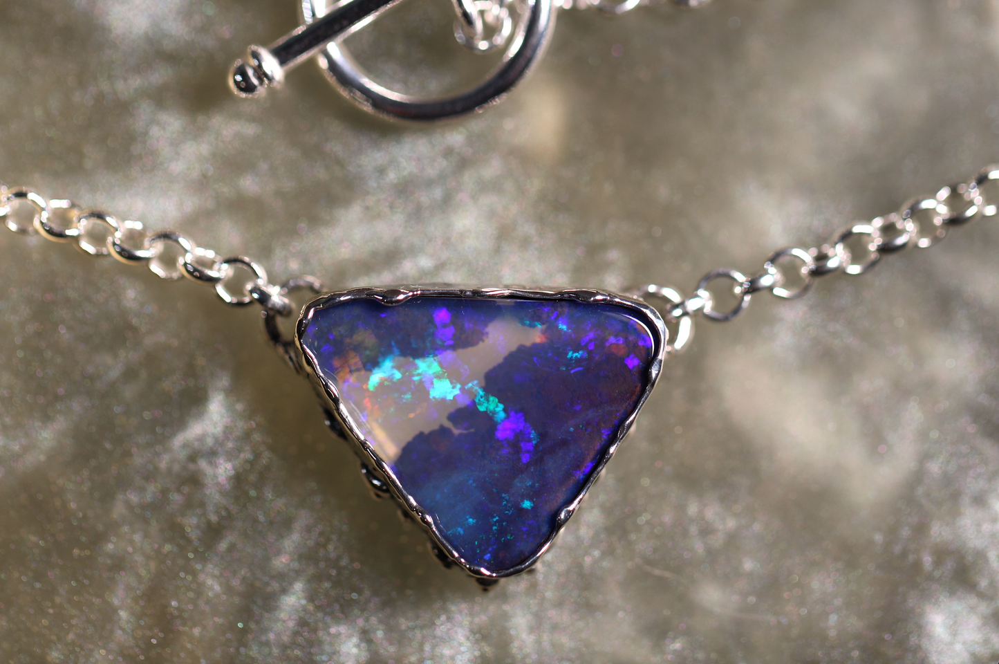 Boulder Opal and Sterling Silver Necklace