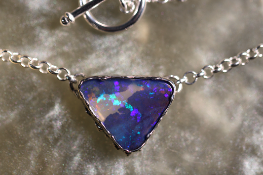 Boulder Opal and Sterling Silver Necklace