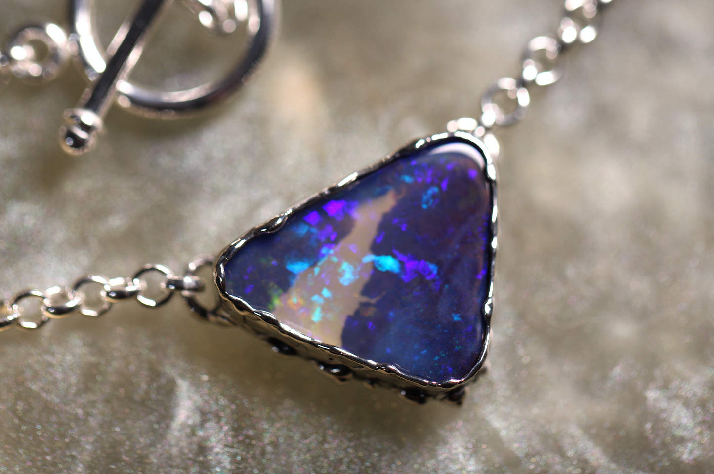 Boulder Opal and Sterling Silver Necklace