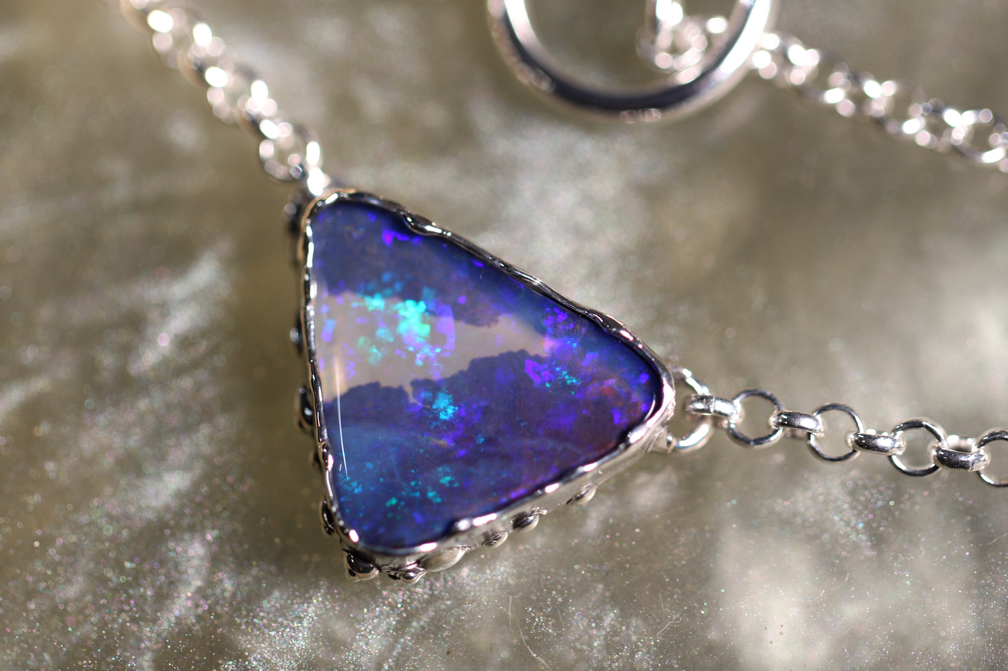 Boulder Opal and Sterling Silver Necklace
