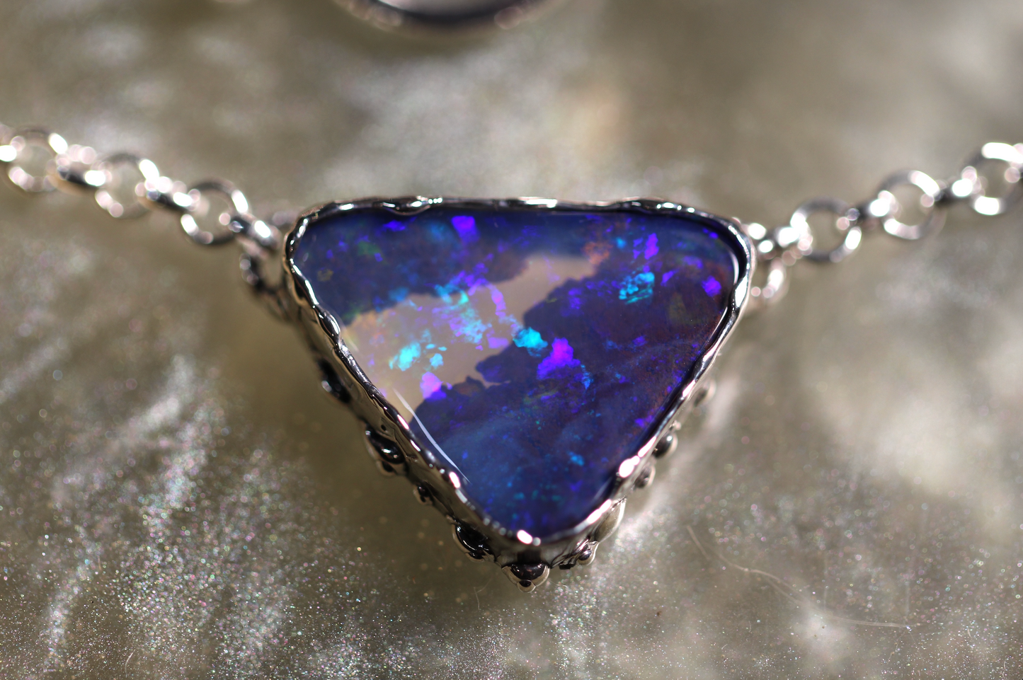 Boulder Opal and Sterling Silver Necklace