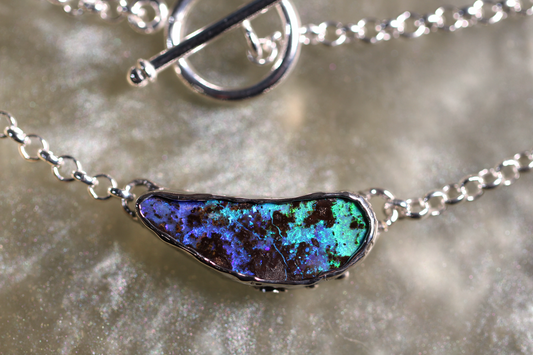 Boulder Opal and Sterling Silver Necklace