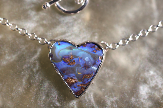 Boulder Opal and Sterling Silver Necklace