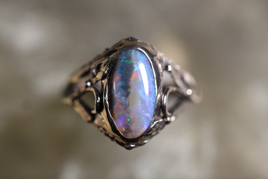 Lightning Ridge Opal and Sterling Silver Ring