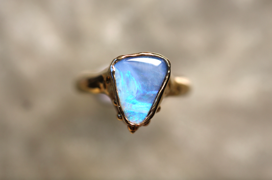 Boulder Opal and Solid 18ct Yellow Gold Ring
