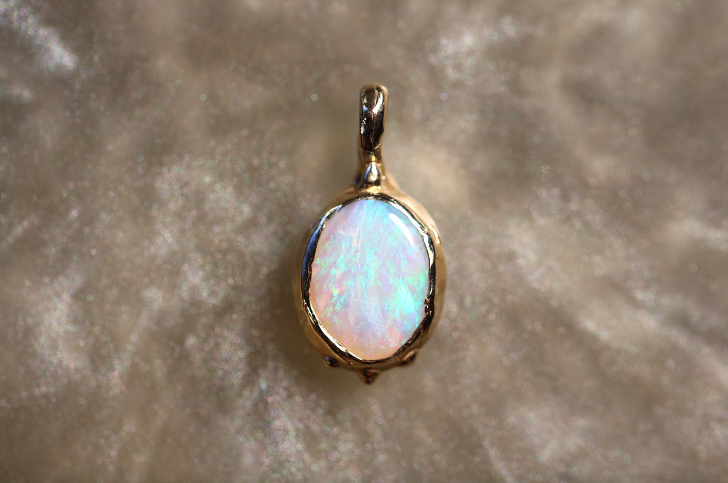 Lighting Ridge Opal and Solid 9ct Yellow Gold Pendant