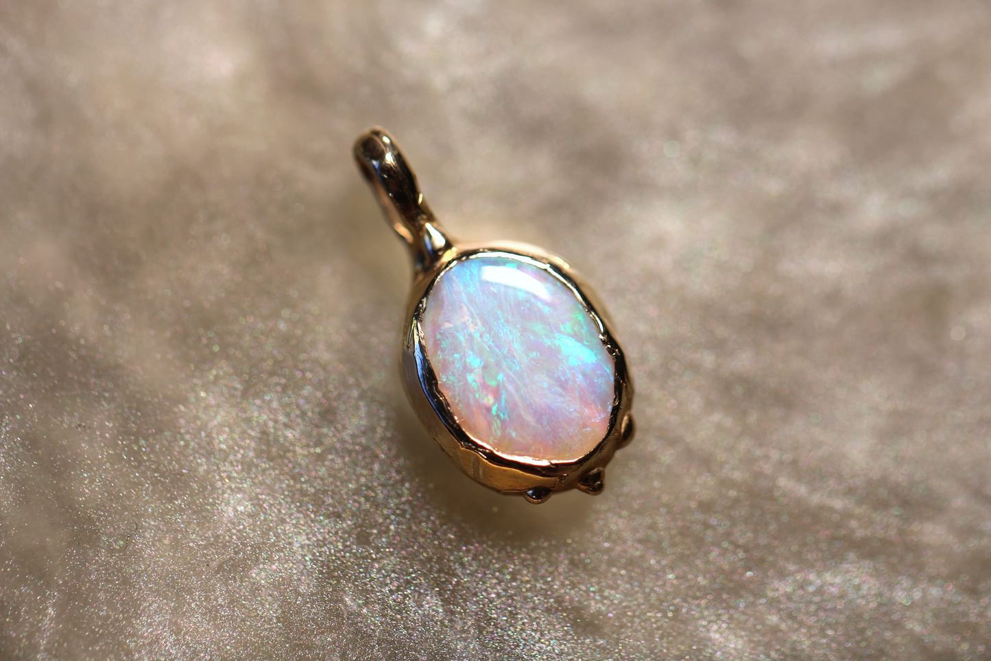 Lighting Ridge Opal and Solid 9ct Yellow Gold Pendant