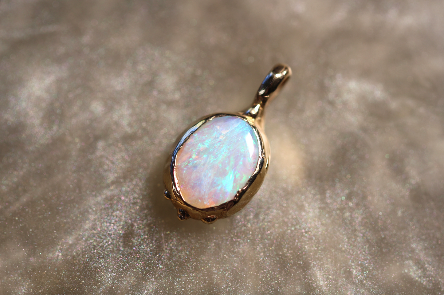 Lighting Ridge Opal and Solid 9ct Yellow Gold Pendant