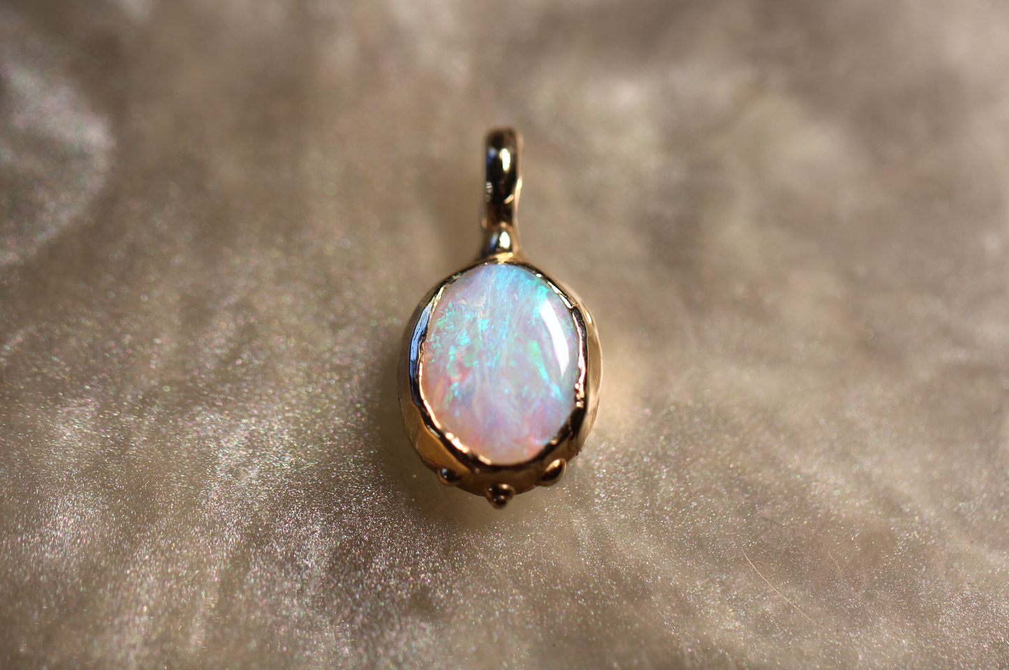 Lighting Ridge Opal and Solid 9ct Yellow Gold Pendant